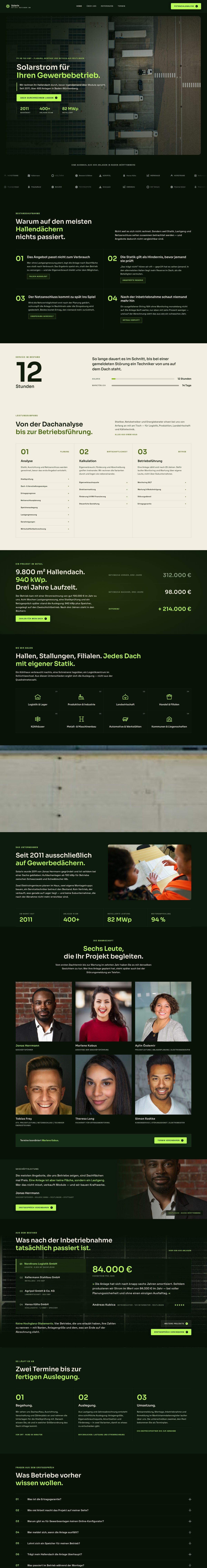 Solarix, die komplette Startseite von oben bis unten, im Fenster scrollbar