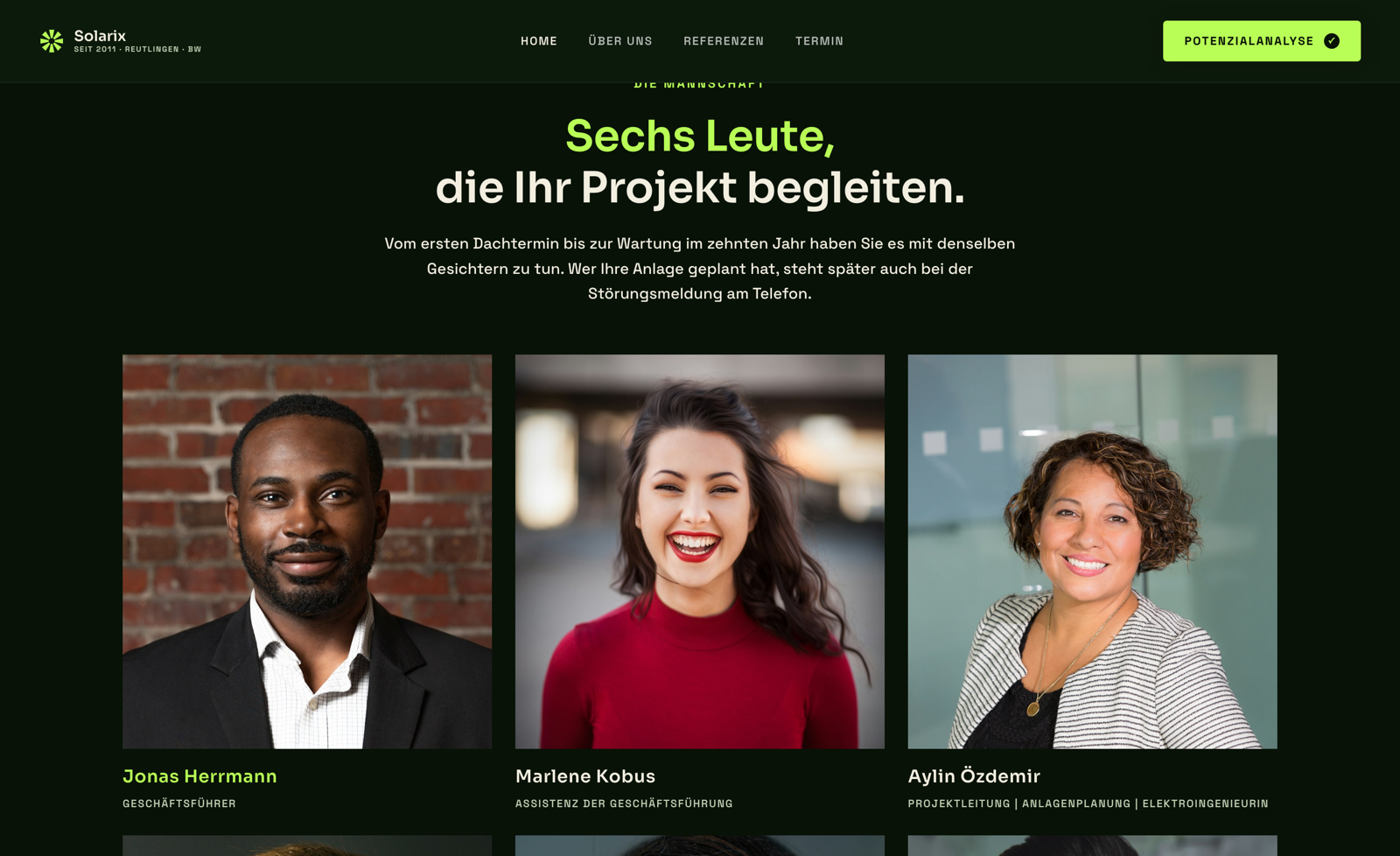Solarix, Abschnitt Team